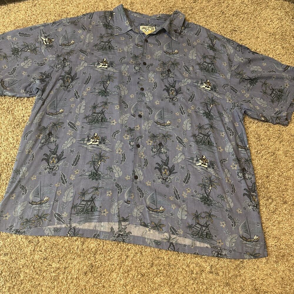 Big Dogs Hawaiian Mens 4XL Short Sleeve Button Up Casual Shirt Tiki Surf Guitar